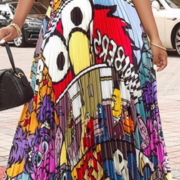 Elmo cartoon print pleated high waist skirt size XL - Picture 3 of 8